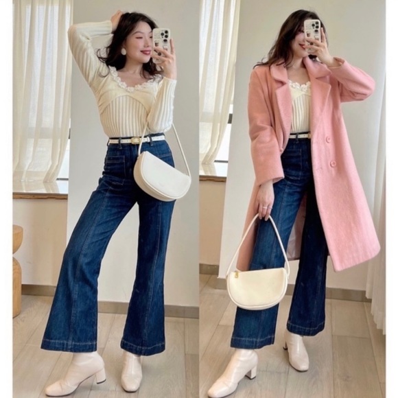 Flared cropped sailor jeans.Deep blue. Side S.Retro looking. - Picture 14 of 16